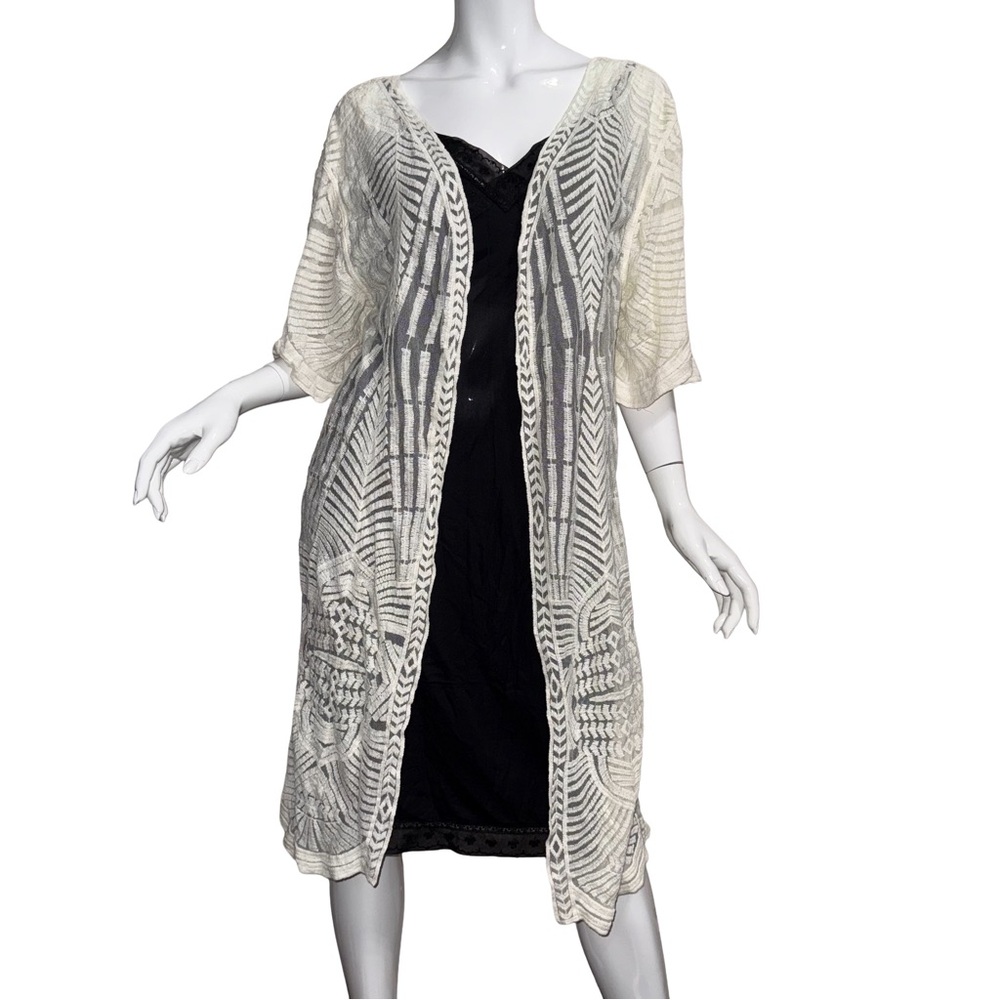 Shyanne Sheer Cream Duster Long Cardigan Western Cottagecore Boho Romantic
